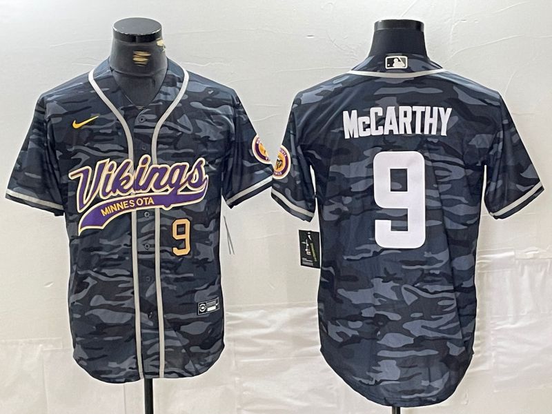 Men Minnesota Vikings 9 Mccarthy Camo Joint Name 2024 Nike Limited NFL Jersey style 2